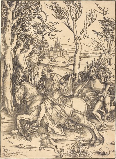 De ridder te paard en de lansquenet door Albrecht Dürer